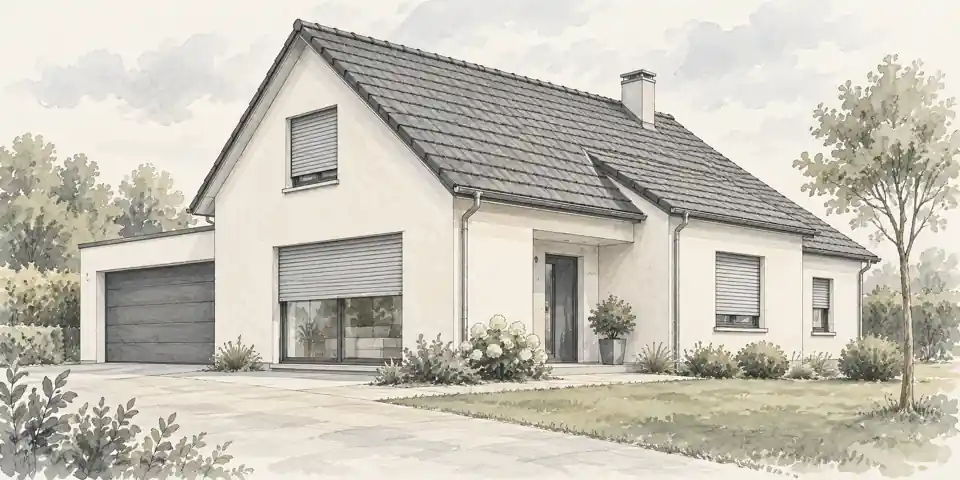 Illustration : maison à volets roulants